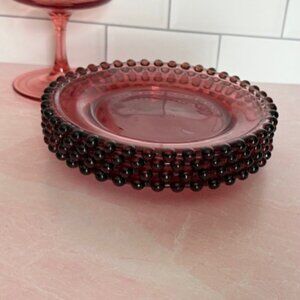 Threshold (4) Appetizer Plates, for entertaining, dessert plates, Pink Red Dots